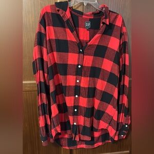Men's Red and Black Plaid Shirt